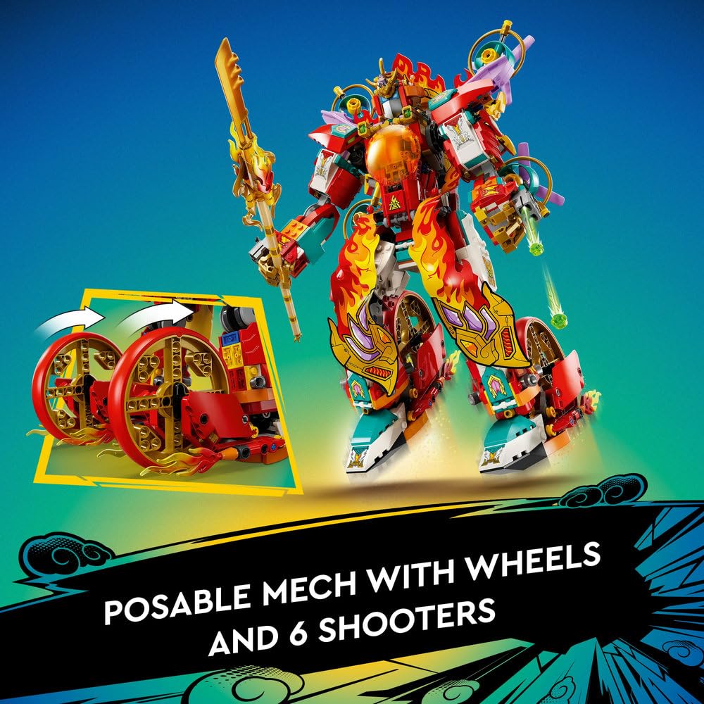 LEGO Monkie Kid Nezha's Ring of Fire Mech Toy for Kids, Adventure